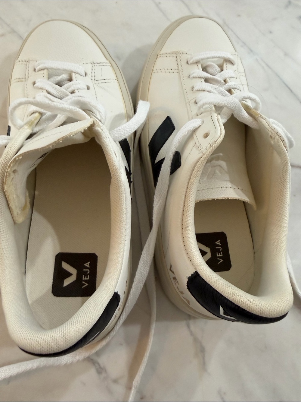 Veja White Sneakers with Black V Detail - Picture 6 of 12